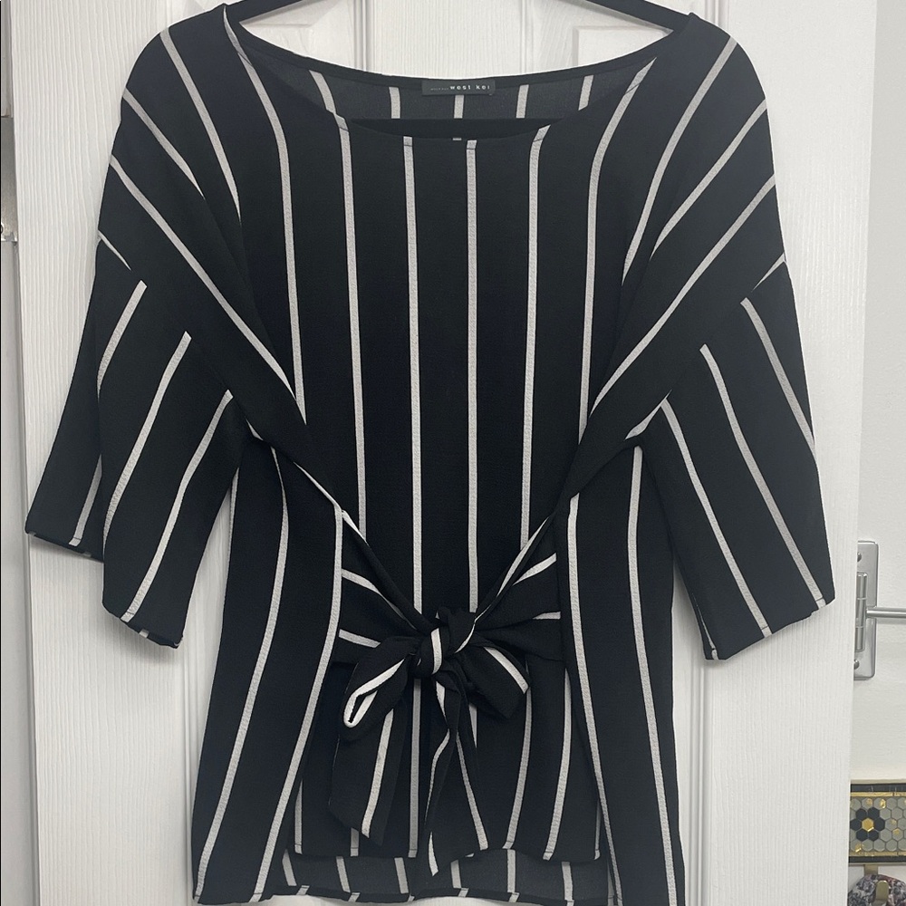 West Kei Black and White Striped Blouse